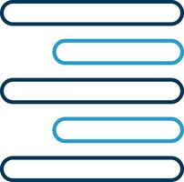 horisontell rätt justera linje blå två Färg ikon vektor