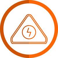elektrisk fara tecken linje orange cirkel ikon vektor