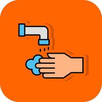 Waschen Hände gefüllt Orange Hintergrund Symbol vektor
