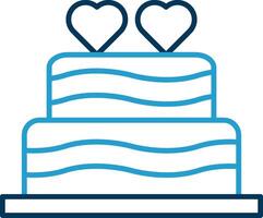Hochzeit Kuchen Linie Blau zwei Farbe Symbol vektor