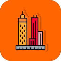 Wolkenkratzer gefüllt Orange Hintergrund Symbol vektor