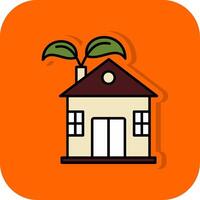 eco hus fylld orange bakgrund ikon vektor