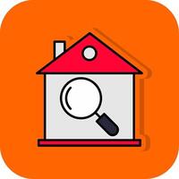 hus inspektion fylld orange bakgrund ikon vektor