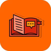 öppen bok fylld orange bakgrund ikon vektor