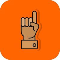 angehoben Finger gefüllt Orange Hintergrund Symbol vektor