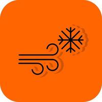 häftig snöstorm fylld orange bakgrund ikon vektor