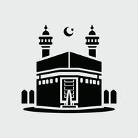 en svart och vit bild av en moské kaaba moské i mecka vektor