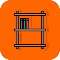 Buch Regale gefüllt Orange Hintergrund Symbol vektor