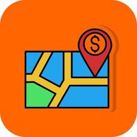 kontanter punkt fylld orange bakgrund ikon vektor