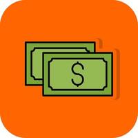 dollar valuta fylld orange bakgrund ikon vektor