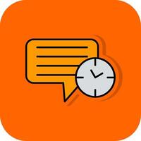 meddelande klocka fylld orange bakgrund ikon vektor