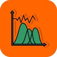 Welle Diagramm gefüllt Orange Hintergrund Symbol vektor