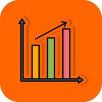 Bar Diagramm gefüllt Orange Hintergrund Symbol vektor