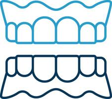 tandprotes linje blå två Färg ikon vektor