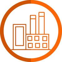 industriell Gebäude Linie Orange Kreis Symbol vektor