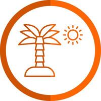 Palme Baum Linie Orange Kreis Symbol vektor