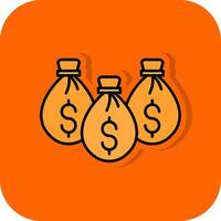 pengar fylld orange bakgrund ikon vektor