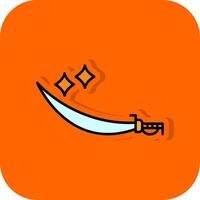 Schwert gefüllt Orange Hintergrund Symbol vektor