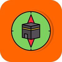 Qibla Kompass gefüllt Orange Hintergrund Symbol vektor