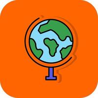 Globus gefüllt Orange Hintergrund Symbol vektor