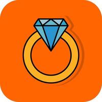 Diamant Ring gefüllt Orange Hintergrund Symbol vektor