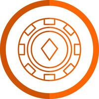 Poker Chip Linie Orange Kreis Symbol vektor