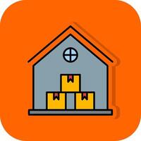 Warenhaus gefüllt Orange Hintergrund Symbol vektor