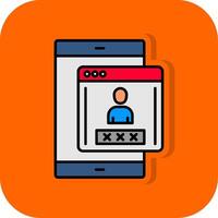 bokning app fylld orange bakgrund ikon vektor