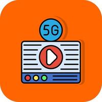 Leben Streaming gefüllt Orange Hintergrund Symbol vektor