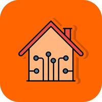 Clever Zuhause gefüllt Orange Hintergrund Symbol vektor