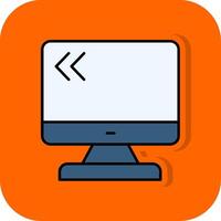 monitorer fylld orange bakgrund ikon vektor