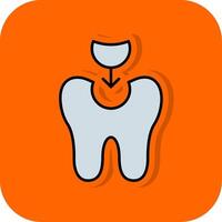 tand fyllning fylld orange bakgrund ikon vektor