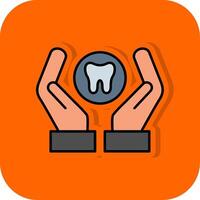 Dental Pflege gefüllt Orange Hintergrund Symbol vektor