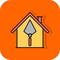 Haus Konstruktion gefüllt Orange Hintergrund Symbol vektor