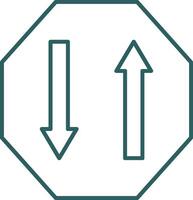 två sätt linje lutning runda hörn ikon vektor