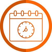 tid och datum linje orange cirkel ikon vektor