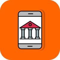 online Bankwesen gefüllt Orange Hintergrund Symbol vektor