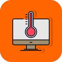 Temperatur gefüllt Orange Hintergrund Symbol vektor