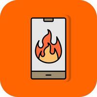 Flamme gefüllt Orange Hintergrund Symbol vektor