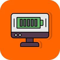 batteri fylld orange bakgrund ikon vektor