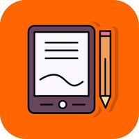 Zeichnung Tablette gefüllt Orange Hintergrund Symbol vektor