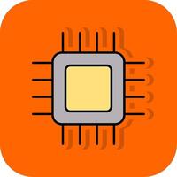 Zentralprozessor gefüllt Orange Hintergrund Symbol vektor