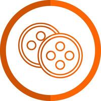 botton linje orange cirkel ikon vektor