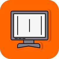Monitor gefüllt Orange Hintergrund Symbol vektor
