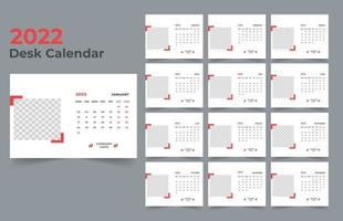 2022 Tischkalender-Vorlagendesign vektor