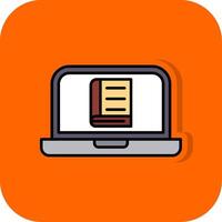 uppkopplad inlärning fylld orange bakgrund ikon vektor