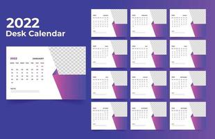 2022 Tischkalender-Vorlagendesign vektor