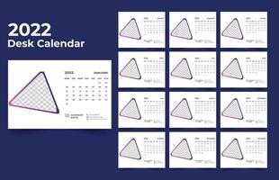 2022 Tischkalender-Vorlagendesign vektor