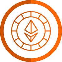 ethereum mynt linje orange cirkel ikon vektor