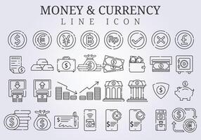 Sammlung einstellen von Geld und Währung Linie Symbol Illustration Design vektor